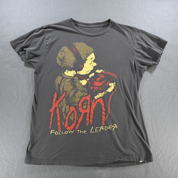 Korn Other - Korn Mens Follow‎ the Leader Graphic T-Shirt Size Medium Charcoal Gray